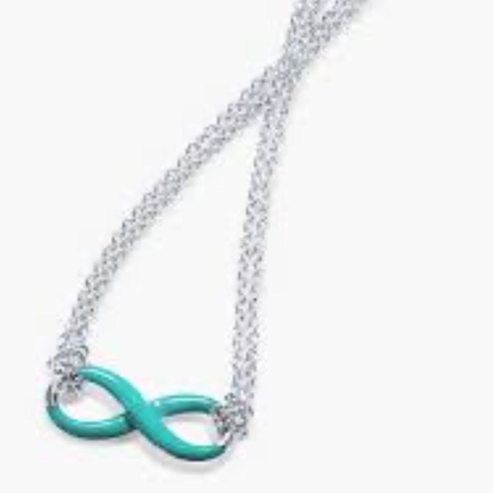 TIFFANY Tiffany 925 Infinity blue enamel double chain necklace